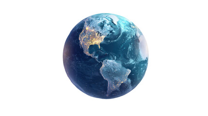 Cartoon style Earth planet with glowing stars and transparent galaxy background Transparent background, PNG file