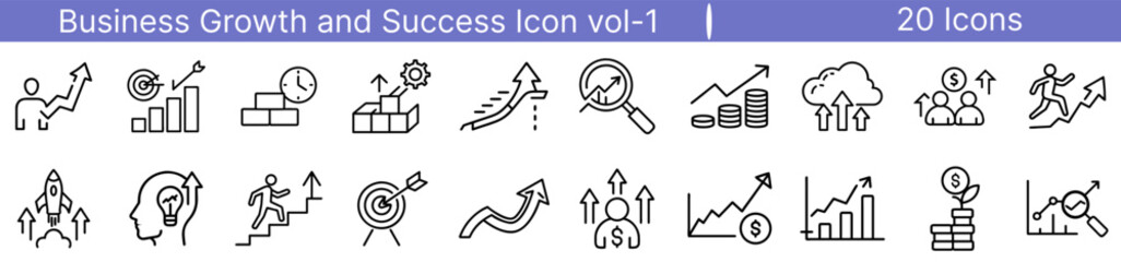 Business Growth and Success Icon with Upward Arrow