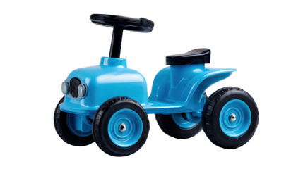 Blue toy buggy with black wheels Transparent background, PNG file