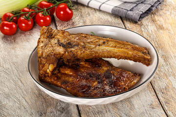 Tasty roasted pork ribs with spices