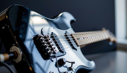 Artistic Closeup Electric Guitar Dark Background