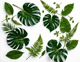 Tropical Leaf Arrangement White Background