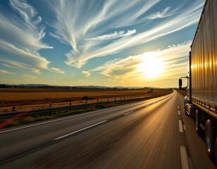 Tranquil Highway Dawn with Serene Landscape