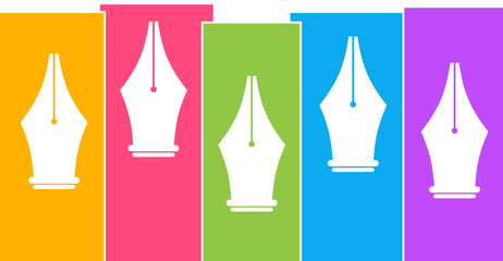 Pen Symbols Colorful Boxes Horizontal 