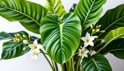 Tropical Floral Arrangement with Heartshaped Leaves