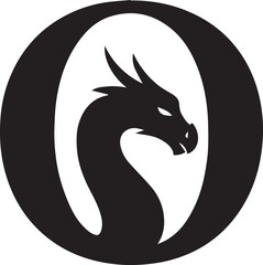Black dragon head silhouette within a white circle vector
