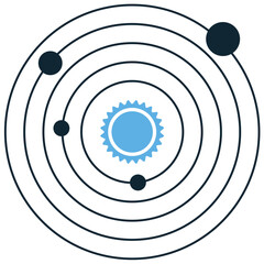 Solar system icon vector for astronomy, planets, and space exploration. Great for illustrating cosmic bodies, educational content, and science fiction.