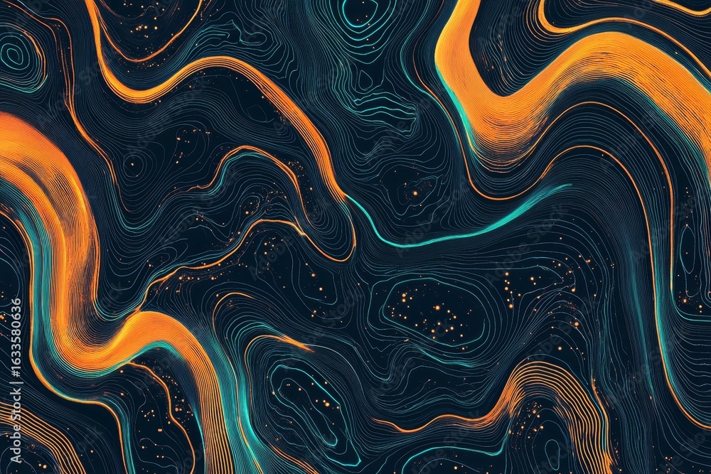 Poster abstract design with flowing lines and colors.