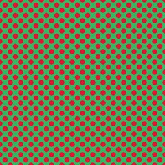 Red small polka dots on a green background 
