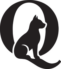 Black Fox in Q-Shaped Logo: Unique Animal Brand Design