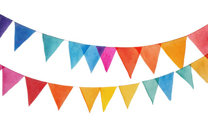 Fototapeta premium Colorful flag garland for party decoration Transparent background, PNG file
