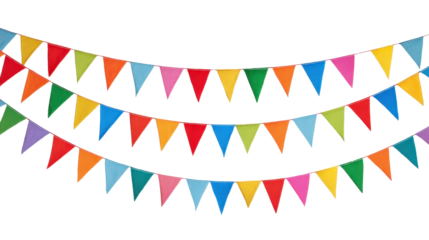 Colorful party flag strings Transparent background, PNG file