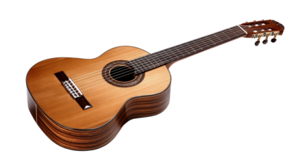 Classical nylon string guitar Transparent background, PNG file
