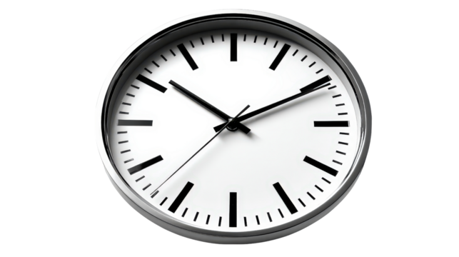 Clock face icon with minute and hour hands Transparent background, PNG file