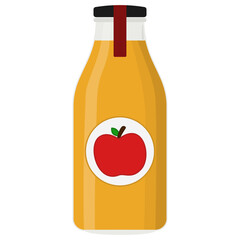 illustration of apple juice in a glass bottle