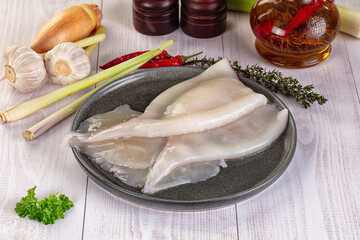 Raw calamari bodies for cooking