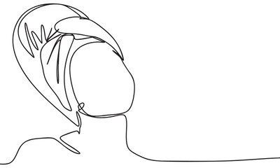 Woman in Spa with a Towel on Her Head Continuous Line Drawing