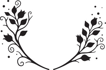 Floral Wreath & Border Line Art Set
