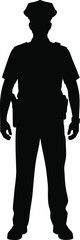 Policeman standing uniform cap silhouette