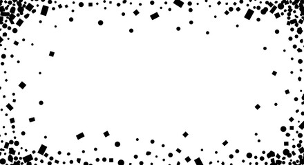 Geometric confetti border design: A minimalist geometric confetti frame, with varied shapes and scattered designs, creates a modern decorative border.