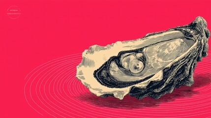 Elegant Oyster Illustration:  Vintage Style Seafood Graphic Design for Menu, Restaurant, or Culinary Branding