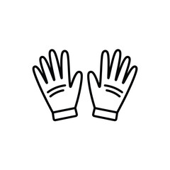 Obraz premium Simple line drawing of two open black gloves on white background