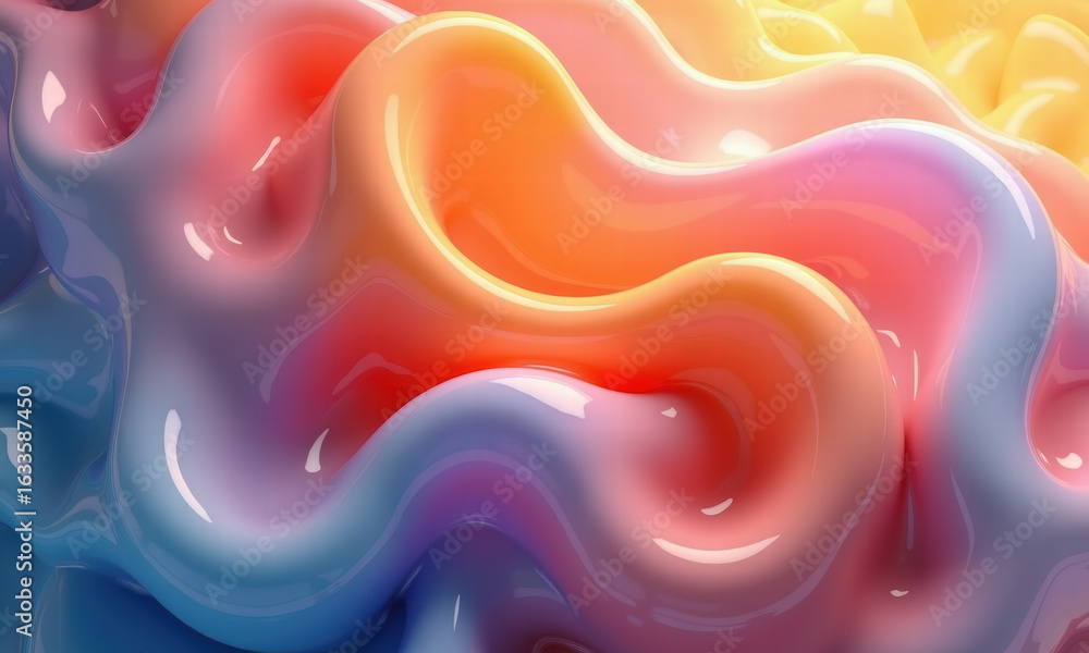 Poster abstract smooth fluid waves with gradient colors