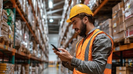 Employee scanning QR code at warehouse