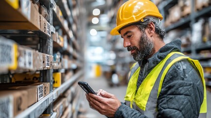 Employee scanning QR code at warehouse