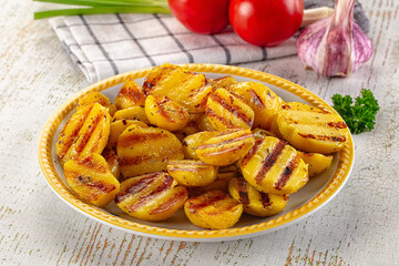 Grilled small baby young potato