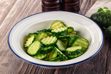 Fresh green ripe cucumber slices