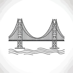 Iconic golden gate bridge silhouette in simple line art style