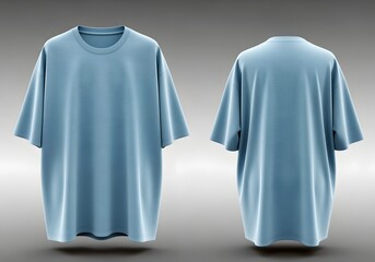 Oversized Light Blue T-shirt Mockup Displayed Front and Back in Studio Lighting