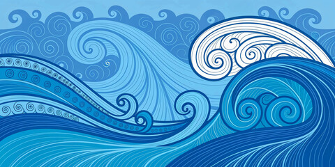 Blue ink abstract background with