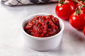 Red organic fresh tomato paste