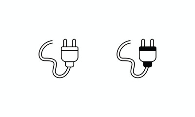 Electric Installation icons set Line and Glyph black vector icon stock illustration
