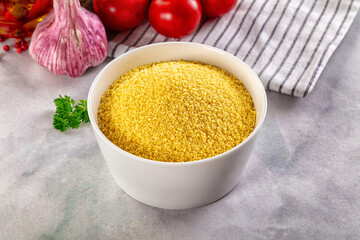 Vegan cuisine - raw dry couscous