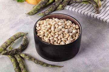 Raw dry white beans heap