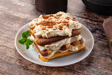 Delicous Tiramisu cake with cream