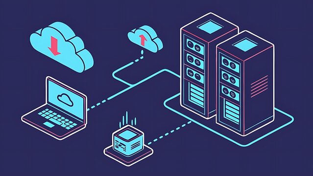 Modern cloud computing and server infrastructure network diagram