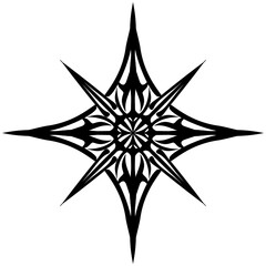 Obraz premium Intricate Gothic Eight-Pointed Star with Tribal Blade Motifs