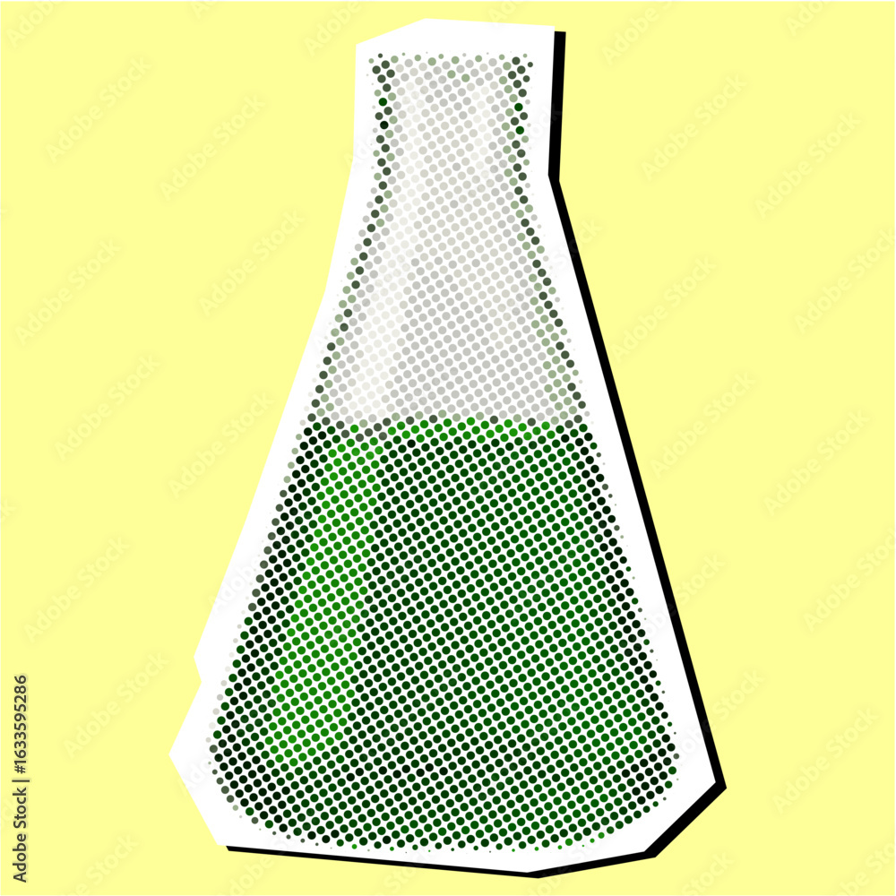 Poster conical flask lab halftone stipple dotted collage element pointillize in paper torn vector. represen