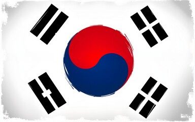 South korea independence day with Grunge brush painted flag style for square banner background. High quality