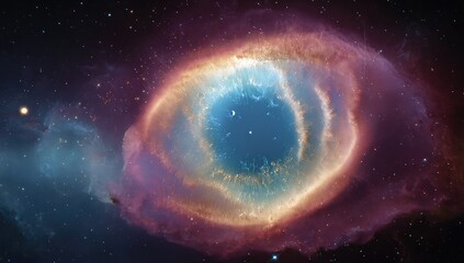 Obraz premium A vibrant, cosmic eye nebula in deep space