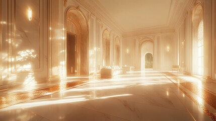 Luxurious Bright Elegant Grand Ballroom with Large Windows and Ornate Details