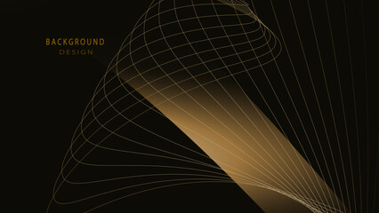 Abstract diagonal line gold stripe on black background premium design