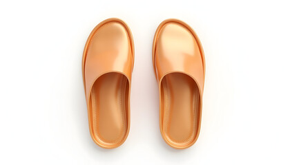 Fototapeta premium Slippers Resting on White Background, Top Down View
