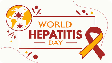 Raise awareness for world hepatitis day with a symbolic ribbon and global representation isolated on white background for a health campaign