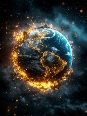 Obraz premium Burning Planet Earth.