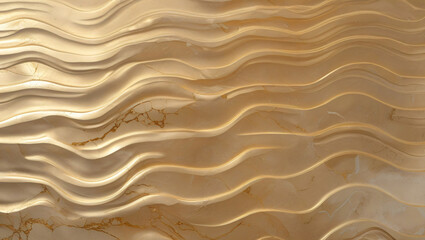 Luxurious Golden Wavy Marble Texture - Abstract 3D Seamless Stone Pattern